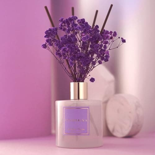 Cocorrína Premium Reed Diffuser Set with Preserved Baby's Breath & Cotton Stick Lavender Thyme | 6.7oz Scent Fragrance Lavender Oil Diffuser for Bedroom Bathroom Home Décor thumbnail 2