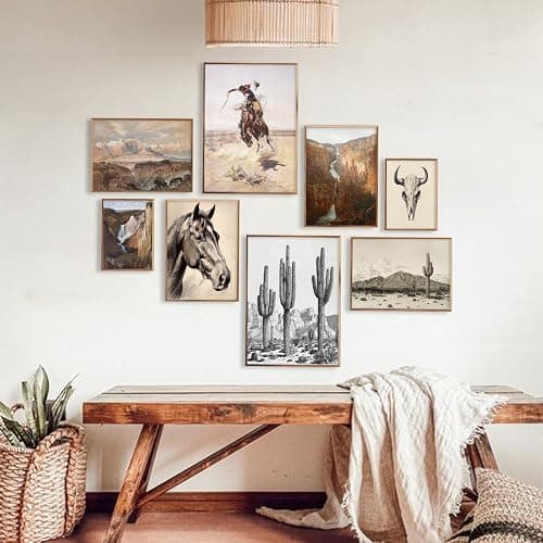 Western Decor Vintage Southwestern Wall Art,Farmhouse Wall Decor Vintage Cowboy Pictures,Boho Ranch Desert Southwestern Wall Decor Aesthetic,Classic Artwork Prints for Western Bedroom Bathroom Decor,Unframed thumbnail 2