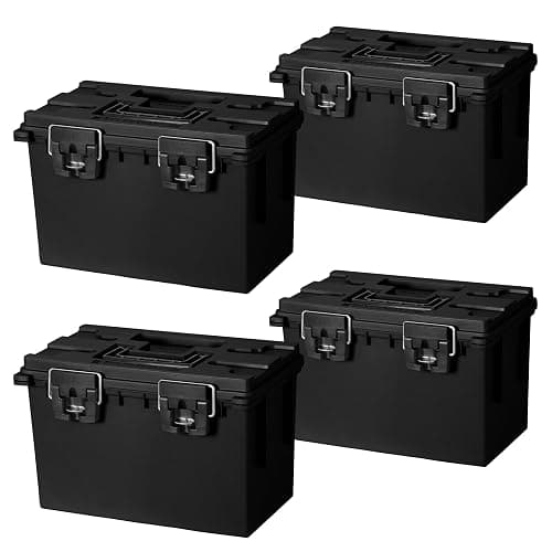 Sheffield 12764 XL Storage Bins With Lids, 4-Pack Stackable Storage Bins, Made in USA, Lockable and Water-Resistant Containers with Lids, Plastic Containers for Home, Classroom, and Dorm - Image 1