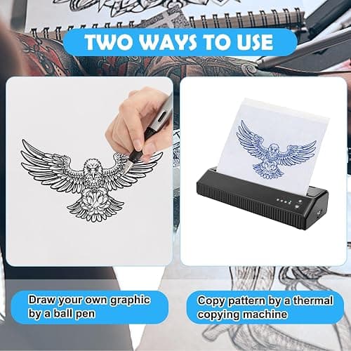 MOKOHOA Tattoo Transfer Paper, 100 Sheets Tattoo Stencil Paper, Stencil Paper for Tattooing- A4 Sizes, Tattoo Stencil Kit, Carbon Tracing Pape,4 Layers Thermal Transfer Paper DIY Tattoo thumbnail 6