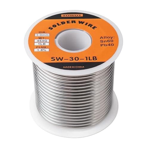 TOWOT 60/40 Solder for Stained Glass, 1 lb Spool, 3mm Dia, No Flux Solder Wire Stained Glass Supplies - Image 1
