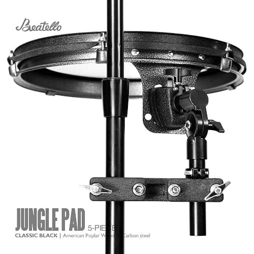 Beatello Jungle Pad Compact Portable Adult 5pc Drum Set, 1.5 inches ultra-thin steel drum Cavity,14 Inches Complete Full Size Kit with Bass, Toms, Snare, Floor,Stands, Hi-Hat Pedal,Drum Pedal,Black thumbnail 5