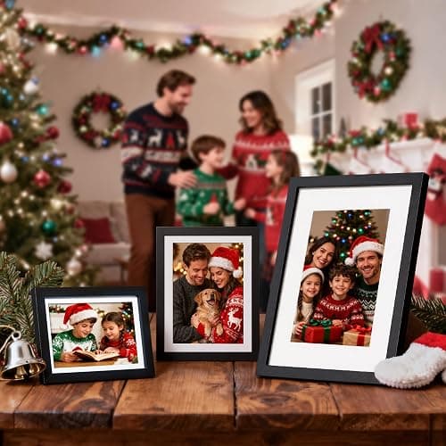 HappyHapi 4x6 Picture Frames Set of 10, Tabletop or Wall Display Pictures 3.5x5 with Mat or 4x6 Without, Multi Photo Frames Collage (Black) thumbnail 2