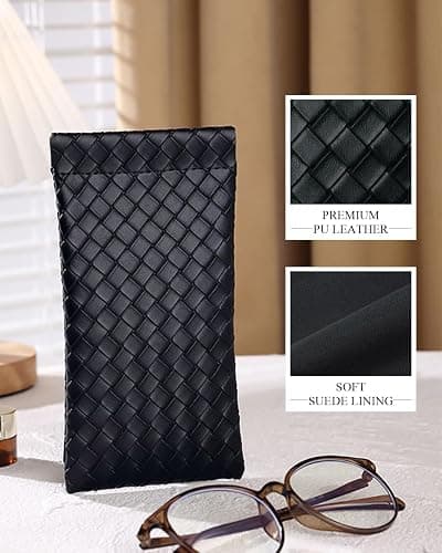 First-zgel 4 Pcs Squeeze Top Sunglass Case with Cleaning Cloth, Soft Leather Eyeglass Case Portable Sunglasses Pouch thumbnail 6