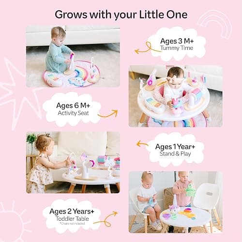 Move2Play 4-in-1 Baby Activity Center | Montessori-Inspired Design | 8 Interactive Toys | Tummy Time, Exersaucer & Toddler Table | Shower Gift | Essential | Must Have for 3, 6, 12 Month Old (Rainbow) thumbnail 3