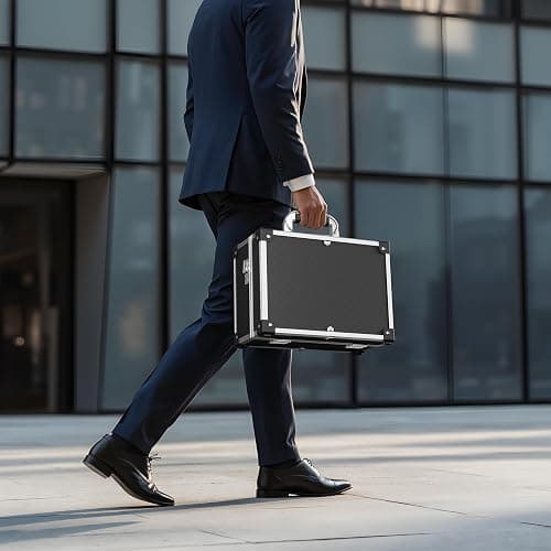 Mallette en PVC 32x23x16cm Verrouillable Bords renforcés Cadre en Aluminium Valise de rangement Outils DVD Box thumbnail 2