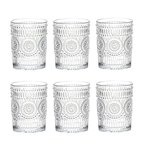 LOYUYU Set De 6 Verres à Eau Romantiques Premium 250ML, Verrerie Vintage pour Jus, Boissons, Bières, Cocktails (250ml) - Image 1