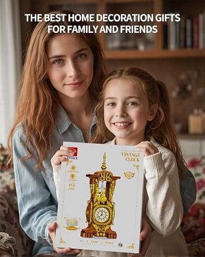 Vintage Clock Building Block Set, Stem Toy with Real Clock Function and Controllable Lighting, Technic Building Kit, Unique Home Decoration and Collectible, Birthday Gifts for Adults & Kids 6-12 thumbnail 7
