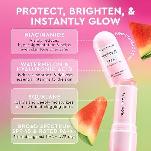 Glow Recipe Face Sunscreen Stick SPF 45 - Travel Size Roll On Korean Sunscreen with Hydrating Hyaluronic Acid & Niacinamide for a Dewy Glow - No White Cast (.58oz) thumbnail 3