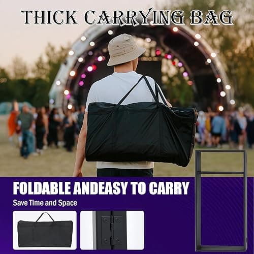 ANGELBECKE Portable DJ Booth Facade. DJ Table. Heavy-Duty DJ Table Stand Portable Booth, Iron Plate Surface DJ Facade Booth, with Carry Bag & Hook & Cup Holder (41.3"L x 20.4"W x 43.3"H) thumbnail 6