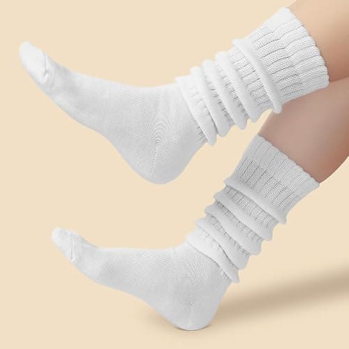 Nimalpal 3 Pairs Slouchy Socks for Women, Long Chunky Knee High Scrunch Socks Women's Fall Winter Socks Size 5-11 thumbnail 6