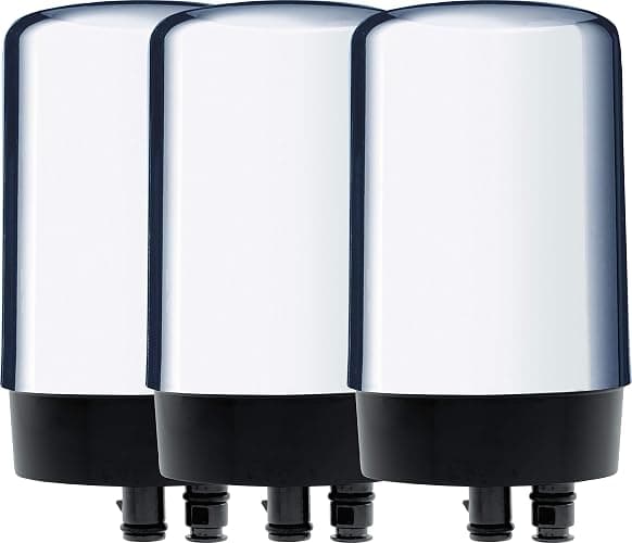 Brita Replacement Water Filter for Faucet Mount, Removes 99% of Lead, Sink Filtration System, Chrome, 3 Count thumbnail 2