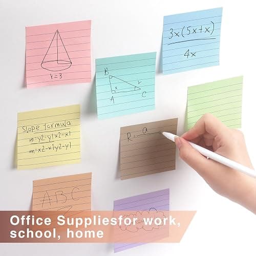 Lined Sticky Notes 3x3 Inch, 8 Pack, Light Colors, Premium Self-Adhesive Notepads, 640 Sheets, for Office, School & Home Use, Easy to Use, Reusable & Removable - 8 Pads Light Colors 3x3 in thumbnail 7