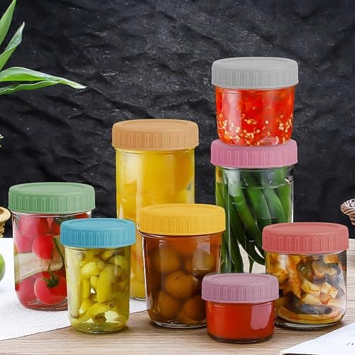 Vaincre 8PCS Mason Jar Lids - Colored Plastic Mason Lids Regular Mouth, Leak Proof Canning Covers with Silicone Rings for Ball, Kerr and More, Reusable Can Tops Caps Covers for Jars thumbnail 2