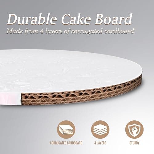 Cakebon Round Cake Boards - Sturdy 1/2 Thick Drums - 12 Inch Professional Fully Wrapped Edges White 1-Pack thumbnail 4