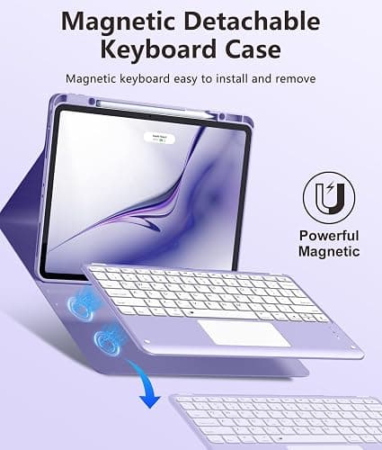 Harvopu for iPad Air 13 Inch (M4/M3/M2) & Pro 12.9 Case with Keyboard | Multi-Touch Trackpad, 7 Colors Backlit, Detachable Folio Keyboard Cover for iPad Air 13/ Pro 12.9 6th 5th 4th 3rd Gen, Purple thumbnail 4