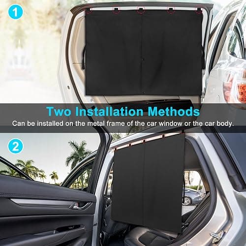 Car Window Shades, 2 PCS Magnetic Double Layer Auto Sun Shade for Side Windows Privacy Full Covers/Half Shade Options Back Car Window Curtains for Baby Protection thumbnail 5