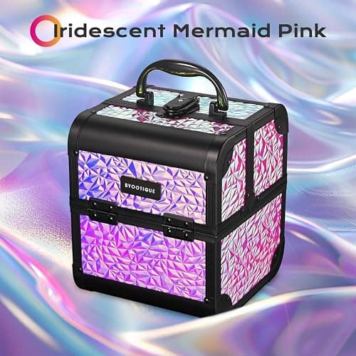 BYOOTIQUE Pink Rolling Manicure Table with Storage Protable Nail Station Kit with Makeup Train Case Cosmetic Organizer for Beauty Salon Barbershop Manicurist thumbnail 7