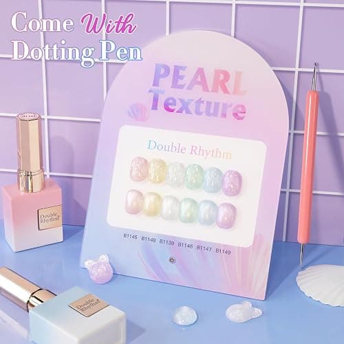Double Rhythm 6 Pcs 15 ML Gel Polish Set Same Color Same Bottle Soak Off Gel Polish Kit Nail Art Manicure Salon DIY at Home for Women (Pearl Pink White Green Blue Purple-T6-21) thumbnail 6
