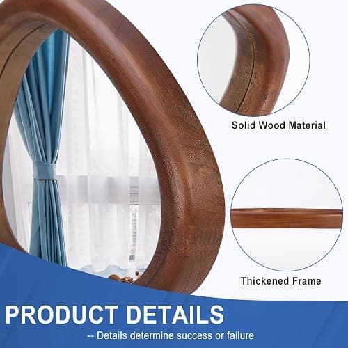 MAGFLERUM Irregular Wall Mirror, 15 * 10 inch Asymmetrical Wood Mirrors, Small Wall Mirror, Hanging Vertically and Horizontally. Mirrors for Wall Decor (Black Walnut) thumbnail 4
