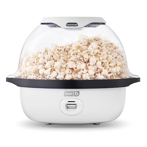 Dash SmartStore® Stirring Popcorn Maker - Electric Popcorn Machine with Butter-Melting Tray & Clear Serving Bowl - Features Stirring Bar - 24 Cups, White - Image 1