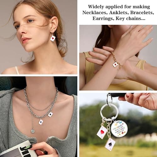 COHEALI 20Pcs Playing Card Charms Metal Enamel Queen of Hearts Spade Checkered Card Charms for Jewelry Making Diy Craft Pendants Bracelet Necklace Accessories thumbnail 9