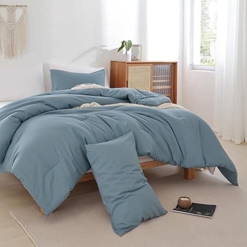 ROSGONIA Comforter Full Size for Boys Teen Girls Dusty Blue, 3pcs (1 Boho Comforter & 2 Pillowcases), Lightweight Dorm Bedding Soft All Season Bed Set thumbnail 5
