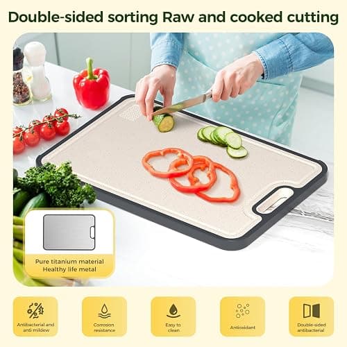 Titanium Cutting Board for Kitchen, Cutting Board Double Sided Food Grade, Pure Titanium/PP, Easy to Clean Large Size 16”×11” thumbnail 3