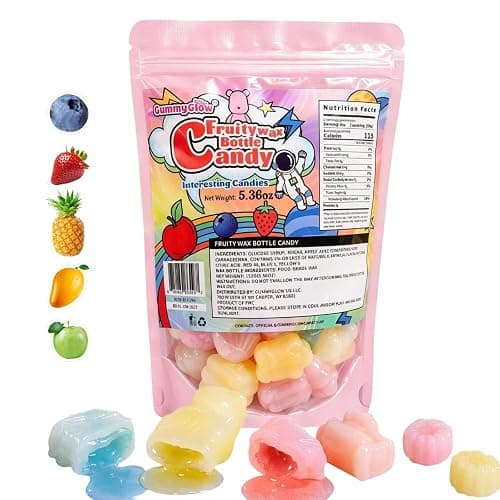 GummyGlow 5.36oz Waxy Fruit-Filled Candy, Chewable Waxy Candy, Retro Nostalgic Novelty Treats, Classic Variety Flavors for Old School Candy Lovers, ASMR Lovers and Gifts thumbnail 9