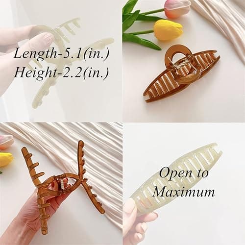 Big Hair Claw Clips - Butterfly Hair Accessories for Women and Girls with Long, Thick Hair - Large 5.1 Jelly Clips, 4 Pcs, Mother's Day Gifts thumbnail 4