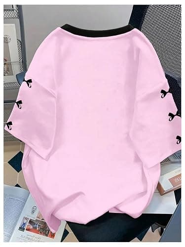 RoseSeek Girl's Oversized Tshirts Number Graphic Jersey Shirts V Neck Short Sleeve Sports Tee Tops Streetwear thumbnail 3