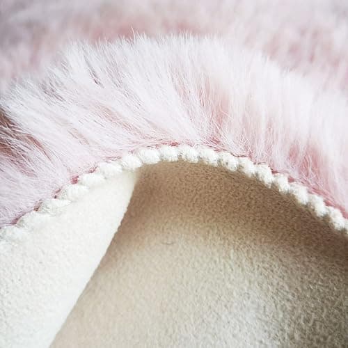 Ghouse Ultra Soft Faux Rabbit Fur Rug 2x3, Machine Washable Area Rugs for Bedroom Fluffy Rugs for Living Room, no-Shedding Carpet Sheepskin Rug Pink thumbnail 5