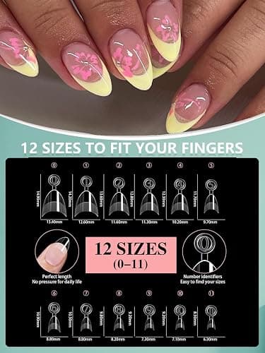 HWHUNO 480Pcs Extra Short Half Cover Almond & Tapered Square Nail Tips | Gel x Clear Nail Tips Set, 2 Box Pre Shaped, XXS, 12 Sizes, Nail Art Home DIY Salon thumbnail 2