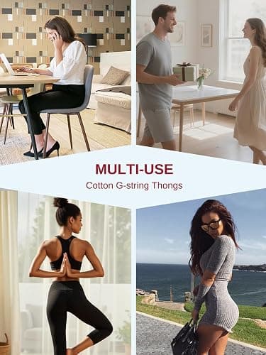 Cotton G-String Thongs for Women Underwear Breathable Stretch Low Rise Panties T-back Sexy Ladies 8 Pack thumbnail 2