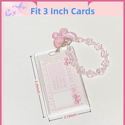 Hileapx Acrylic Butterfly Kpop Photocard Holder with Keychain, Cute Clear Photo Card Holder for Album Cards, Credit or Bank Cards and ID Badges, Protective Photocard Holder for Display Daily Carry thumbnail 5