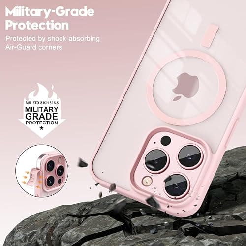 oakxco for iPhone 15 Pro Case Clear Magnetic Compatible with Magsafe, Thin Slim Transparent Non Yellowing, Hybrid Soft Silicone Bumper & Hard Plastic Protective Cover for Women, Light Pink thumbnail 6