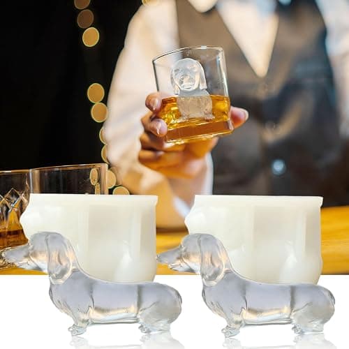Yamteck 3D Dachshund Dog Ice Cube Silicone Molds, Fun Animal Shape Large Dachshund Dog Ice Cube Tray for Whiskey, Cocktail, Drink; Cute Novelty Gifts for Dachshund Dog Lover, Women Kids. 2 Pack - Image 1