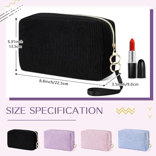 Likesing Tampon Holder for Purse, Corduroy Period Bag Sanitary Napkin Storage Bag for Girls Womens, Portable Feminine Emergency Pad Period Pouch(Black) thumbnail 2