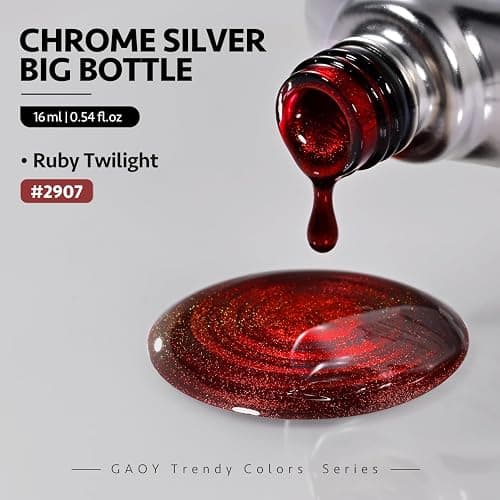 GAOY Red Cat Eye Gel Nail Polish, 16ml Glitter Holographic Nail Polish with Magnet, Reflective Translucent UV Gel, 2907 Ruby Twilight thumbnail 6