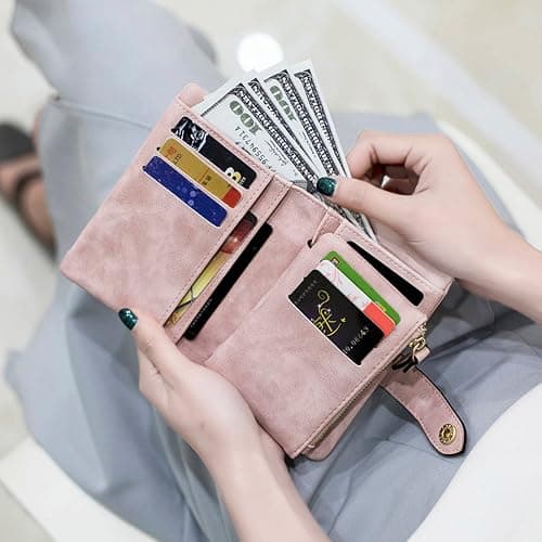 TOPKULL Wallets for Women Bifold Small Rfid Soft Leather Ladies Wallets Trifold Womens Wallets Billfolds Mini Wristlet Clutch Cute Zipper Coin Purse with Wrist Strap thumbnail 6