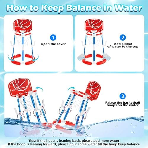 Pool Basketball Hoop with Backboard, Floating Pool Toys for 3-12 Years Old Kids Ring Game with 4 Balls 8 Rings & Pump Outdoor Swimming Pool Basketball Games Water Play Toy Family Party for Kids Adults thumbnail 5
