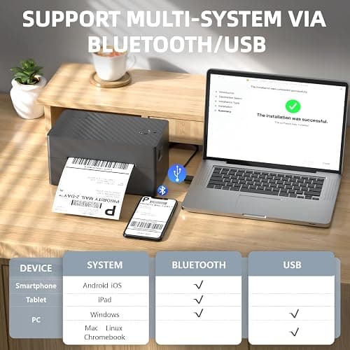 PEDOOLO Label Printer, 4x6 Shipping Label Thermal Printer for Packages, Bluetooth Conection and Compatible with Android. iPhone.Windows, Mac, Chromebook, Amazon, Ebay, UPS.USPS, FedEx, Shopify thumbnail 5