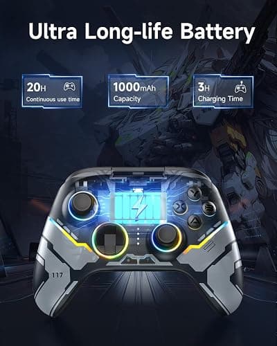 EasySMX X15 PC Controller - Enhanced Wireless Bluetooth Controller with Hall Joysticks/Hall Triggers/RGB Lighting - No Stick Drift, No Dead Zone - Work for Windows PC, Android, Steam and Switch thumbnail 7