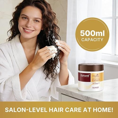 Karseell Collagen Hair Treatment Deep Repair Conditioning Argan Oil Collagen Hair Mask Essence for Dry Damaged Hair All Hair Types 16.90 oz 500ml thumbnail 9