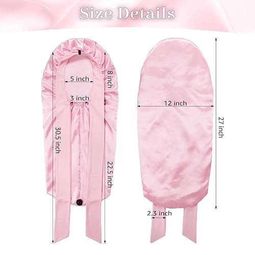 ROYBENS Long Bonnet Satin Hair Silk Bonnet for Sleeping Women, Silky Bonnets for Women with Tie Band, Sleep Cap for Braids Curly Hair thumbnail 5