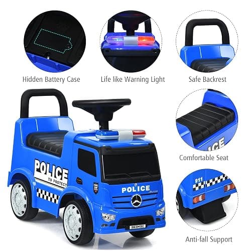 HONEY JOY Ride On Push Car, Licensed Mercedes Benz Push Cars for Toddlers w/Horn, Music, Lights, Under Seat Storage, Foot-to-Floor Ride On Fire Truck Toy for Kids Boys Girls 1-3, Blue thumbnail 6