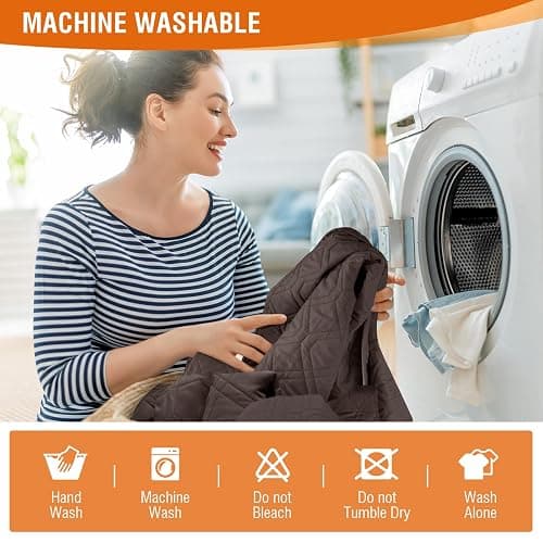 VANSOFY Waterproof Recliner Couch Covers, Sofa Covers 1-Piece Washable Reclining Sofa Cover Non-Slip Furniture Protector with Elastic Straps Pocket for Dogs, Pets(Chocolate,3 Seater) thumbnail 6