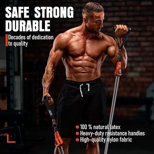 Resistance Bands with Handles, 175lb Exercise Bands for Working Out, Fitness Bands, Workout Bands with Door Anchor and Ankle Straps, Physical Therapy, Yoga, Strength Training Home Gym Equipment thumbnail 2