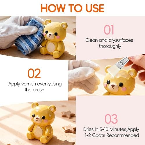 500ml/17fl oz Air Dry Clay Glaze with 1 Brush, Polymer Clay Glaze, Clay Paint for Pottery Air Dry, Clay Paint High Gloss, Anti-Scratch, Waterproof thumbnail 5