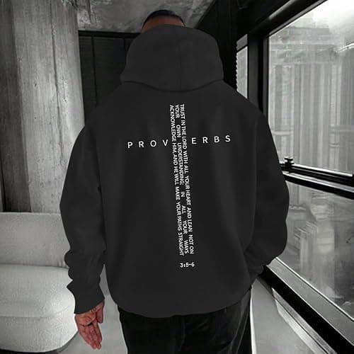Lubpow Christian Hoodies for Men Inspirational Religious Faith Cross Sweatshirts Vintage Bible Verse Graphic Hoodie Pullover thumbnail 6